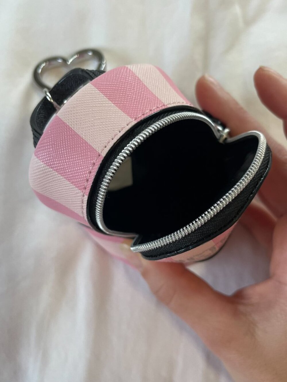 Victoria's Secret Pink Signature Stripe Key Chain Bag Charm Mini Backpack - Picture 3 of 4